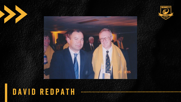 David Redpath and Wallaby Coach, Eddie Jones at a post-match function in 2005. 